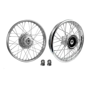 Imagem de Jogo De Roda Raiada 4mm Tambor Bros 125/150/160 + Rolamentos