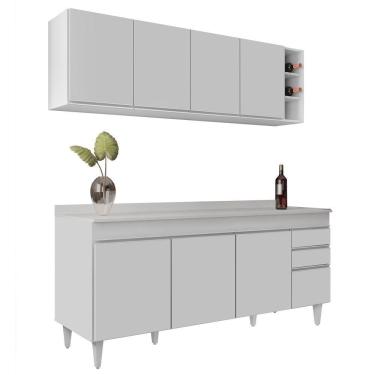 Imagem de Armário Nevada E Balcão 180Cm Com Tampo Dallas Branco