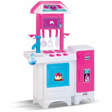 Imagem de Brinquedo Cozinha Infantil Sai Água 72cm Com Geladeira Menina - Magic Toys