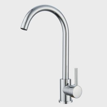 Imagem de Torneira Inox Cozinha Bancada, bica Alta Monocomando Linha Inox Cromada Grascan Cromado