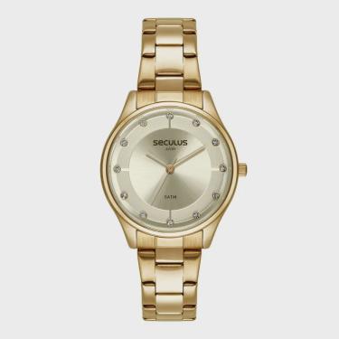 Imagem de Relógio Seculus Feminino Ref: 77281lpsvds1 Slim Dourado