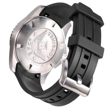 Imagem de INO Design Pulseira de relógio StrapXPro (LXH1C) de 21 mm de liberação rápida FKM com extremidade curva de borracha para Longines Hydroconquest/Conquest (versão 2007-2022), preta com fecho prata