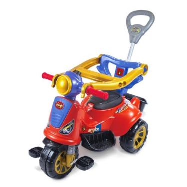 Imagem de Triciclo Infantil 3 em 1, Andador com Empurrador, Pedal e Passeio, Vermelho e Azul