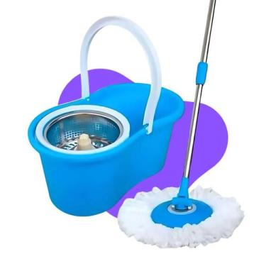 Imagem de Mop 360 Giratorio Cabo Inox E Esfregão Com Balde 8 Litros - Unity