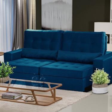 Imagem de Sofá Curitiba Modular 3 Lugares 230cm Retrátil Reclinável Azul