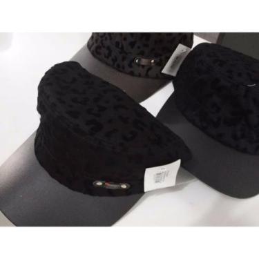 Imagem de Boné Bone Cap Tipo Militar ABA PRETO TECIDO VELUDO TRES CORES - oem, M