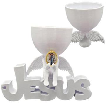 Imagem de Anjinho da Guarda Santa Gianna Jesus 3d Decoração Vaso - Point da Fe