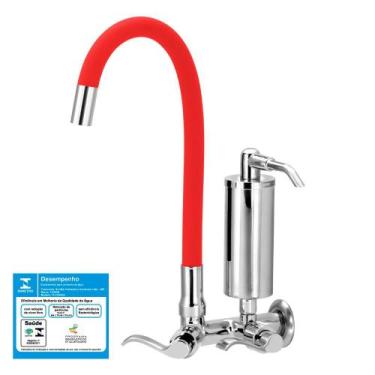 Imagem de Torneira Gourmet Colors Vermelha Filtro Cozinha Parede C172 - Furkin