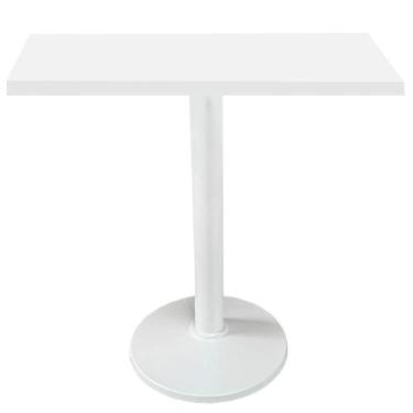Imagem de Mesa Zeta Ferro Branco 75 cm (Alt) Disco Redondo Tampo MDP Quadrado 70