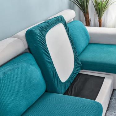 Imagem de Capa de almofada para assento de sofá, protetor de móveis para animais de estimação, crianças, elástica, lavável, removível, capa de sofá, azul claro, tamanho GG