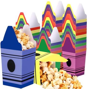 Imagem de Tiangrid 60 caixas de pipoca de giz de cera de volta às aulas, mini porta-pipocas, bolsa de presente para professores, lembrancinhas de festa de volta às aulas para agradecer professores, decoração de