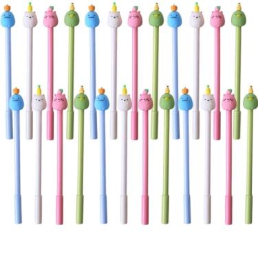 Imagem de XIANFANG 24 canetas de tinta de gel kawaii, animais e frutas, canetas de escrita divertidas e adoráveis para adultos, perfeitas para professores e presentes, refil preto de 0,5 mm com um saco de