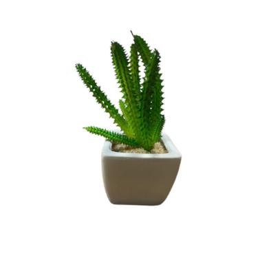 Imagem de Suculentas Artificiais Mini Vaso Cerâmica Branco