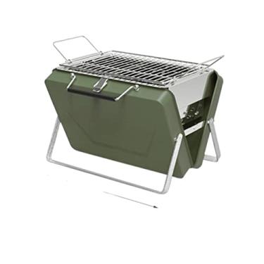 Imagem de Churrasqueira portátil para acampamento ao ar livre, churrasqueira doméstica a carvão dobrável e portátil, mini piquenique, fogão a carvão (cor: preto) (verde)