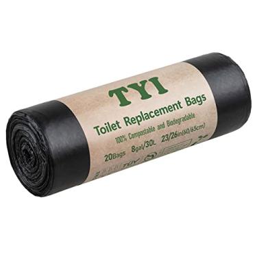 Imagem de Sacos sanitários portáteis para acampamento, 20 sacos de substituição de vaso sanitário, 20 litros, 30 litros, 100% biodegradável para uso com balde de 5 galões, composto BPI & OK certificado HOME