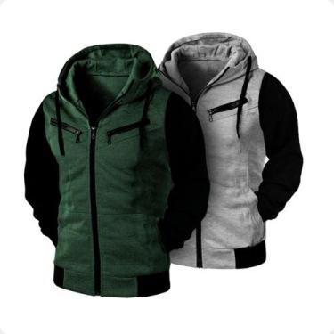 Imagem de Kit 02 Blusas de Frio Moletom Masculino Casaco Com Capuz e Ziper - Ram