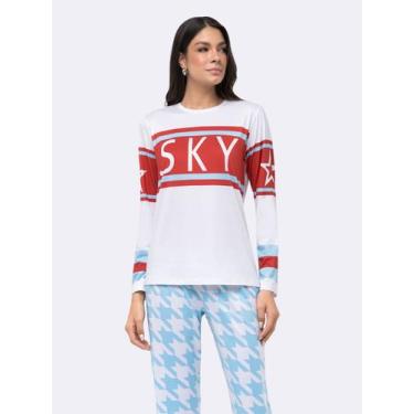 Imagem de Pijama Manga Longa com Calça SKY - Veggi, Branco, XG, Feminino