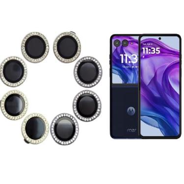 Imagem de Combo (02 PCS) Película Câmera Strass Diamonte Para Motorola Moto Razr 50 / Razr 50 Ultra (DOURADA)