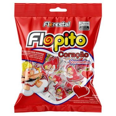 Imagem de Pirulito Flopito Coração Vermelho Florestal Sabor Morango 120g