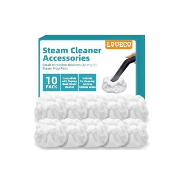 Imagem de LOVECO Pacote com 10 capas pequenas de microfibra (triângulo) almofadas de esfregão compatíveis com limpador a vapor Dupray, acessórios reutilizáveis de pano a vapor laváveis