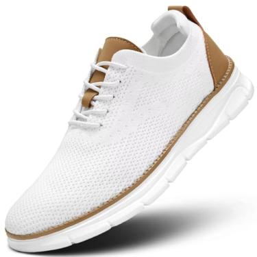 Imagem de Tênis masculino de malha Oxford com cadarço leve casual para caminhada, Z1 - Branco, 45