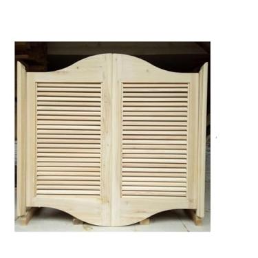 Imagem de Portas duplas personalizáveis de salão – Porta giratória de madeira maciça rústica com dobradiças de fechamento automático para uso em casa, bar e restaurante (L 110 cm x A90 cm)