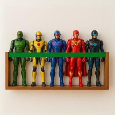 Imagem de Prateleira de Quarto de Menino Infantil para Bonecos Super Heróis Marv