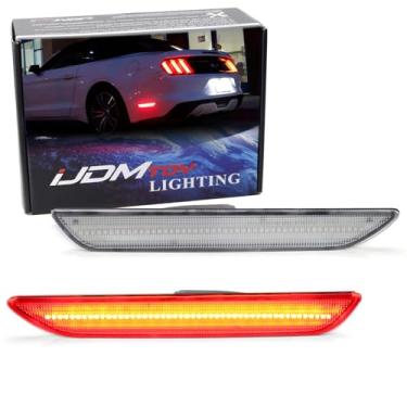 Imagem de iJDMTOY Kit de luz de marcador lateral traseiro de LED vermelho com lente transparente compatível com Ford 2015-23 Mustang, alimentado por LED 48-SMD, substitui lâmpadas laterais traseiras OEM