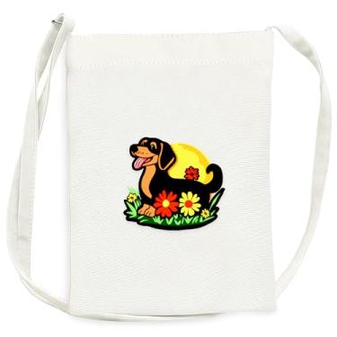 Imagem de BJDAMAI Mini bolsa de lona para adolescentes e meninas, pequena bolsa com alça de ombro para celular, chaves, batom, moeda!, Dachshund