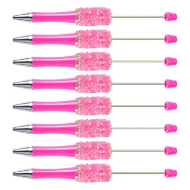 Imagem de Spritewelry Canetas de strass com contas de cristal cintilante, 10 peças DIY de plástico extravagante haste caneta esferográfica de tinta preta para decoração de bricolage, suprimentos de escritório