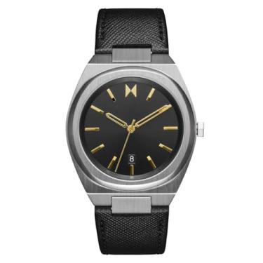 Imagem de MVMT Relógio masculino Odyssey II de quartzo com 3 ponteiros, pulseira de couro de bezerro resistente à água até 5 ATM/50 metros - uso esportivo diário para ele - 40 mm, Saffiano preto, Odyssey II
