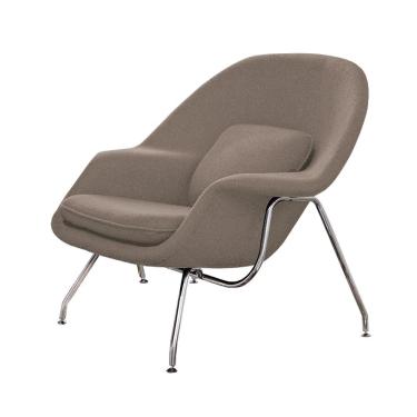 Imagem de Poltrona Womb Chair Sem Puff Cromada Linho Bege Cor Bege