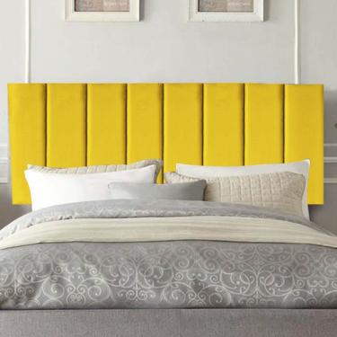 Imagem de Painel Estofada Carla 100cm Solteiro Para Cama Box Quarto Suede Amarelo