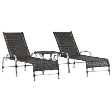 Imagem de Kit 2 Espreguiçadeiras Catar E Mesa Garden Trama Original Pedra Ferro