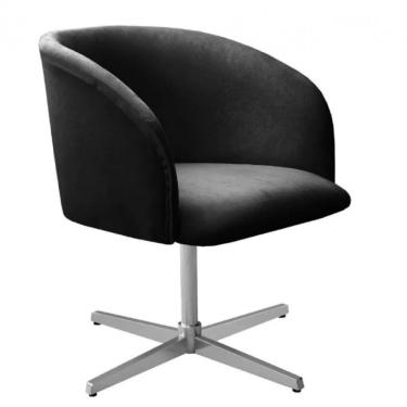 Imagem de Poltrona Decorativa Atenas Pé Giratória Cromado Preto