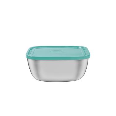 Imagem de Pote Quadrado Freezinox Em Aço Inox Com Tampa Plástica Verde 2,40l - Tramontina