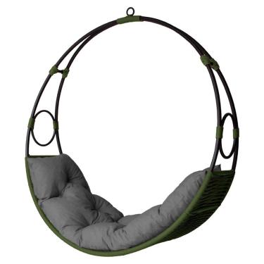 Imagem de Cadeira Balanço Suspenso Lua Nova Em Corda Náutica Verde/cinza