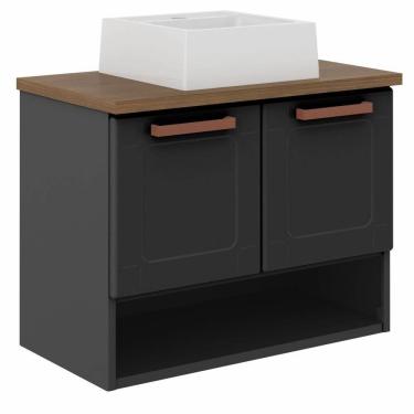 Imagem de Balcão Gabinete Com Cuba Para Banheiro Nicho 2 Portas Natua Grafite - Bertolini
