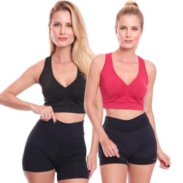 Imagem de Kit 2 Top Feminino Academia Treino Alta Sustentação Fitness - Brás e C