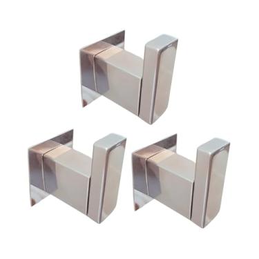 Imagem de Kit Cabide Inox 3 Peças Gancho Para Toalha Cabideiro Suporte Banheiro Lavabo