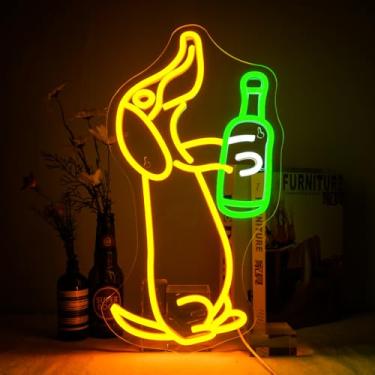 Imagem de NOSUN Placa De Neon Com Tema Cerveja Para Cachorro Decoração Parede - Luz Bar Animais, Caverna Amarela Perfeita, Em Casa Ou Festa Aniversário