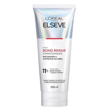 Imagem de L'Oréal Paris Elseve Bond Repair Condicionador Reparação Molecular com Ácido Cítrico, Sela Cutículas e Reconstrói Ligações, Devolve Força, Brilho e Maciez aos Cabelos Danificados, 200ml