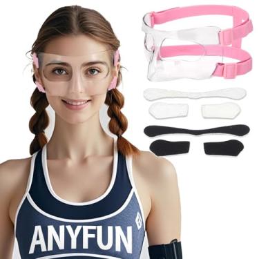 Imagem de Anyfun Protetor Nasal Feminino Af01B Para Adultos Com Fraturas, Ajustável, Basquete, Futebol, Esportes, Máscara Enchimento De Espuma, Jovens E Adolescentes (Fecho Rosa)