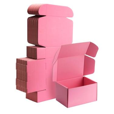 Imagem de Yidomto Caixas De Remessa Pequenas Rosa 7X5X4 - Pacote Com 25 Papelão Ondulado Para Embalagem, Correspondência, Presente, Resistente, Reciclável, Suprimentos Comerciais Perfeitos, Comércio Eletrônic
