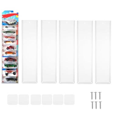 Imagem de Sibosen Pacote Com 6 Estojos Transparentes Para Carrinhos De Brinquedo, Suporte Parede - Comporta Até 120 Carrinhos, Organizador Brinquedos Compatível Hot Wheels, Estojo Transparente (16,7 X 4,4)