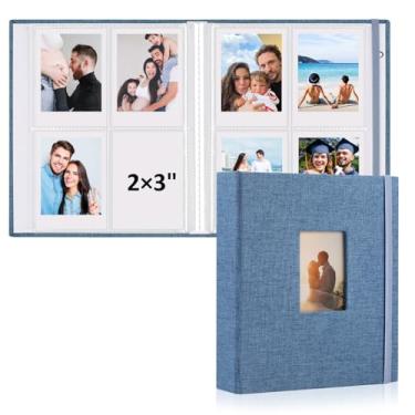 Imagem de vivinin Álbum De Fotos Polaroid 2 Peças, Miniálbum Com Bolsos X 3 Polegadas Para 104 Fotos, Capacidade 208 Livro Capa Dura Linho, Aniversários Família, Férias Bebê (Azul)