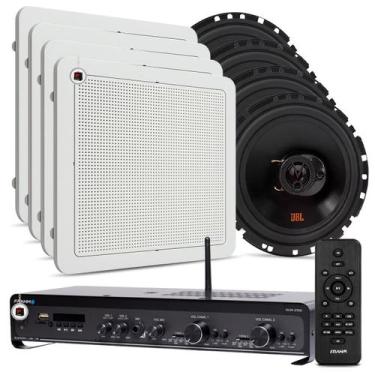 Imagem de Kit Som Ambiente Academia Salão Lojas Bluetooth Conexão Tv Usb Sd Slim
