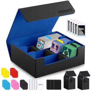 Imagem de Caixa de armazenamento para cartões colecionáveis, 241 peças, caixa de cartão combinada, 2350 + caixa de armazenamento de cartão de couro PU, caixa de baralho preta Mtg, fecho magnético Commander Deck