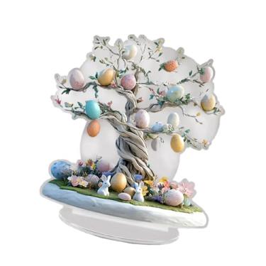 Imagem de Fenteer 2D Decoração de Páscoa a acrílica de mesa de mesa de mesa central com ornamento de desktop de decoração de Páscoa base para o gabinete da mesa do