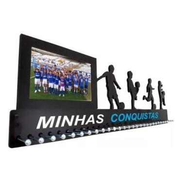 Imagem de Porta Medalha Futebol Kids Masculino 62cm com Porta Retrato 10x15cm - 